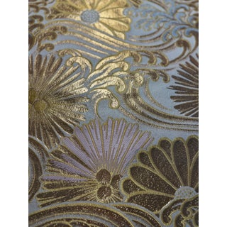 4 Yards of Gold, Silver and Pink Metallic Threat Fabric. For Sale