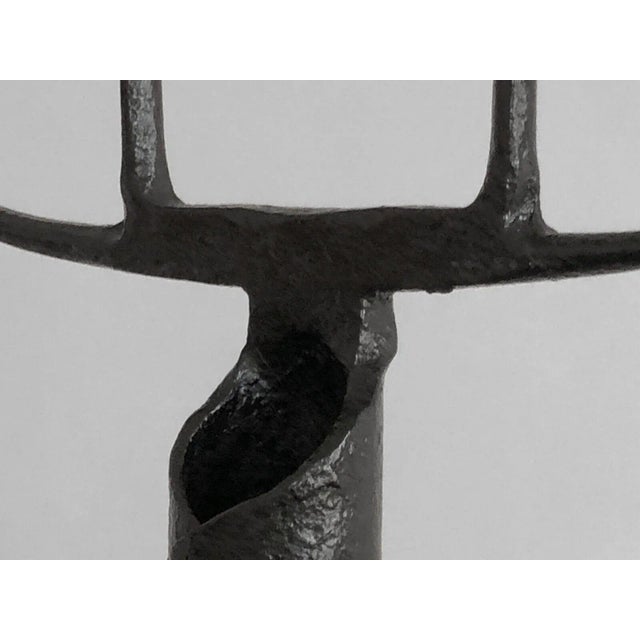 Modern Vintage French Brutalist Candlestick in Wrough Iron, 1960s For Sale - Image 3 of 13