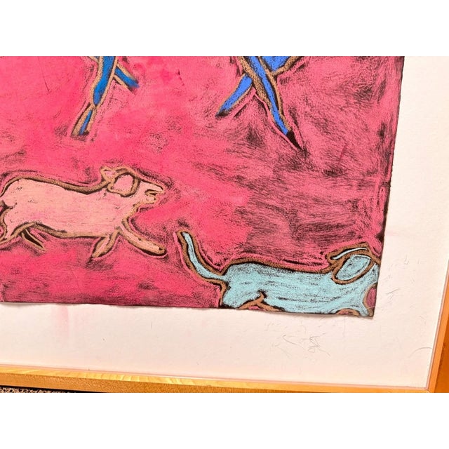 1980s 1980s George Colin Signed Folk Art Pastel Farm Chalk Art For Sale - Image 5 of 10