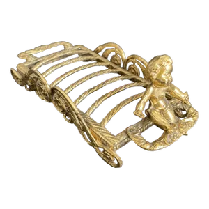 Early 20th Century French Cherub Ormolu Gold Gilt Spelter Soap Dish