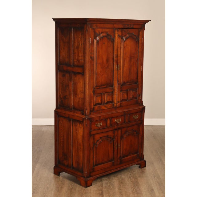 High Quality Mixed Woods Linen Press Cabinet Featuring Paneled Wood Construction With Upper Double Doors Opening To...