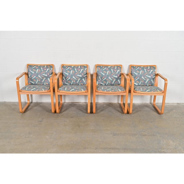 Mid-Century Modern Loewenstein Modern Bent Beechwood Sled Leg Lounge Chairs, Set of Four For Sale - Image 3 of 14