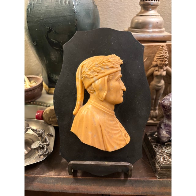 Early 19th Century Italian Grand Tour Relief Siena Marble Carved Profile Plaque of Dante Alighieri Paperweight. The relief...
