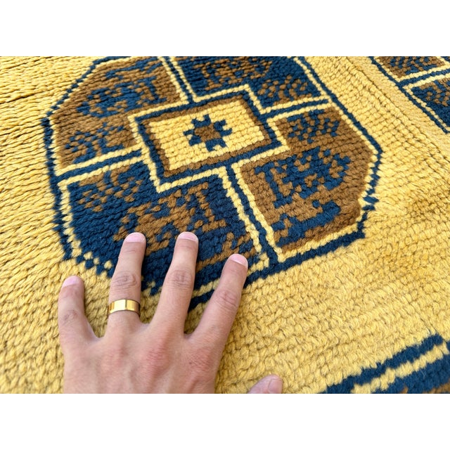 Moroccan Golden Hand-Knotted Wool Rug - 6'10" X 4'4" For Sale - Image 9 of 12