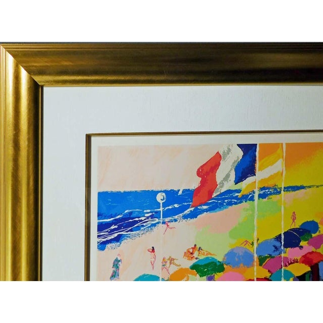1990s LeRoy Neiman La Plage a Deauville Hand Signed Custom Framed Limited Edition Art For Sale - Image 5 of 8