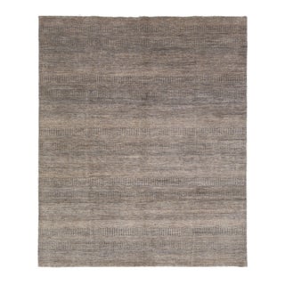 Modern Savannah Wool Rug Handmade in Brown With Geometric Pattern For Sale