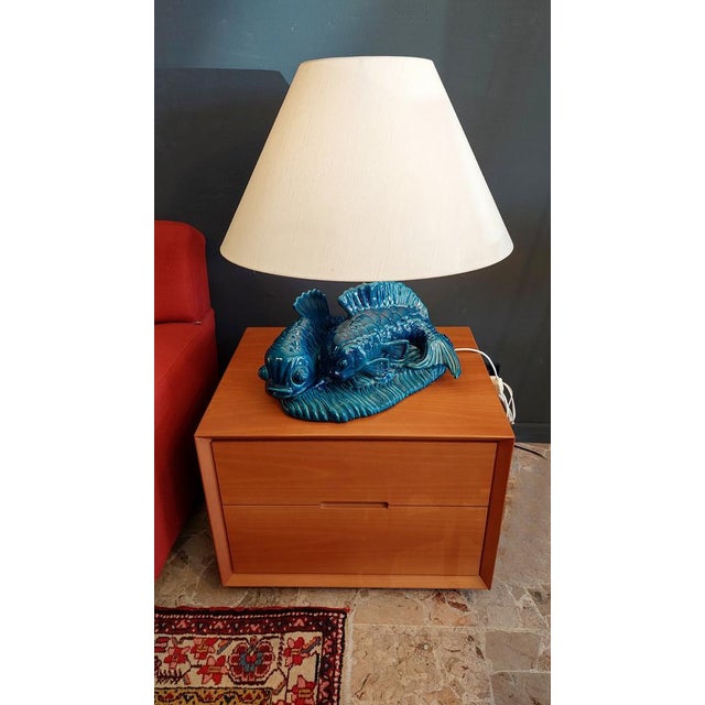 Ceramic Table Lamp with the Shape of Carpe Koi, 1970s For Sale - Image 11 of 12