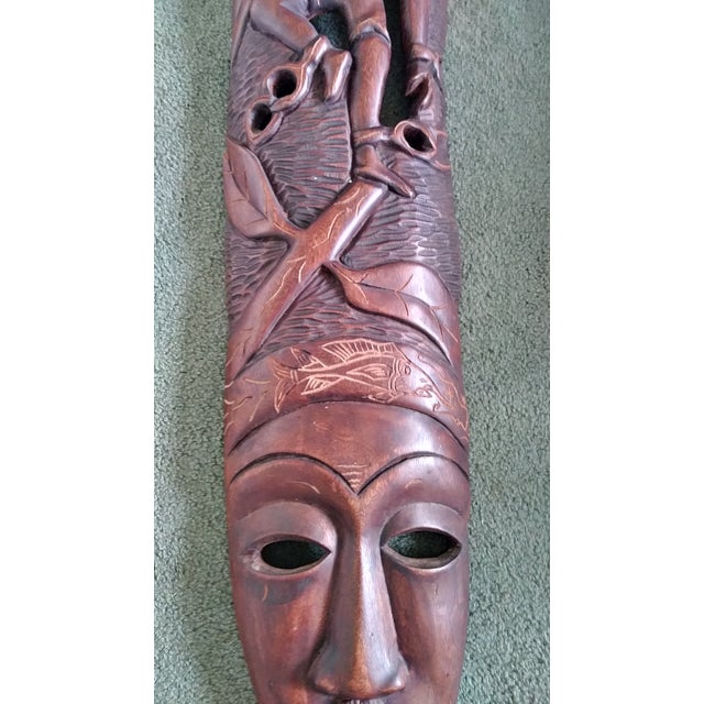 Vintage African Wooden Hand Carved Mask Wall Art | Chairish