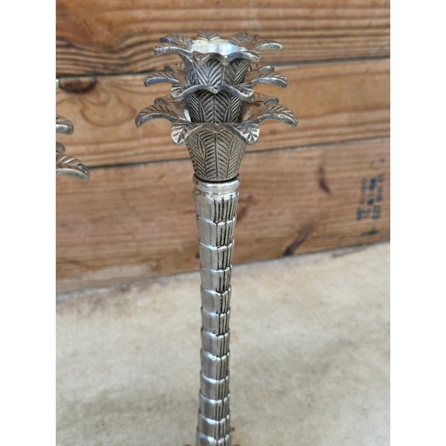 Pair of John Richard Silver Palm Tree Candlesticks Hollywood Regency For Sale - Image 4 of 13