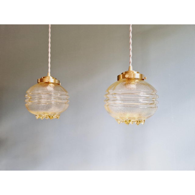 Space Age Pendant Light in Yellow Transparent Glass, 1960s For Sale - Image 3 of 14