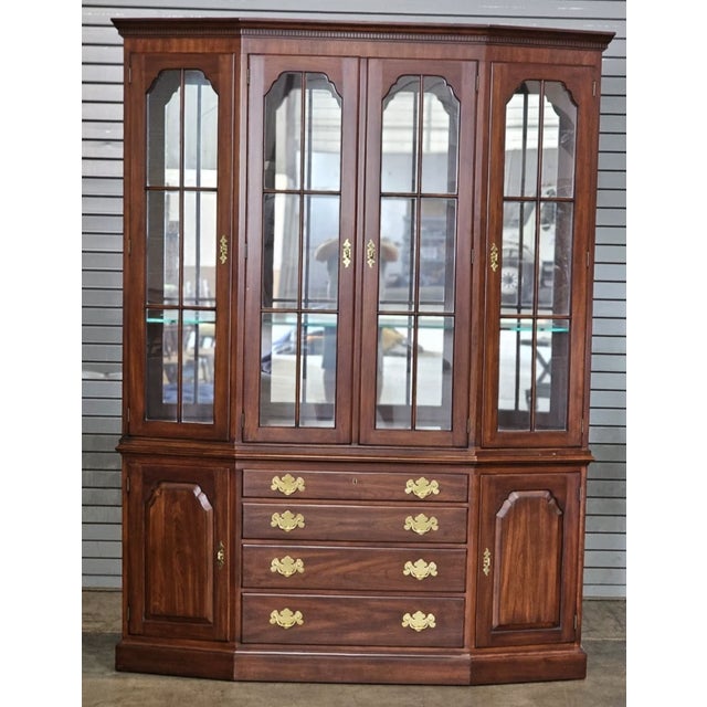 Store Item: HENKEL HARRIS Wild Cherry China Breakfront Bookcase or Cabinet made in Winchester, Virginia Description: Wild...