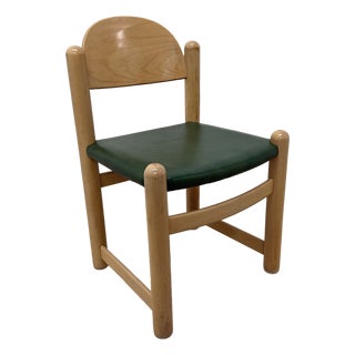 Hank Loewenstein Green Naugahyde and Oak Frame "Padova" Dining or Side Chair For Sale