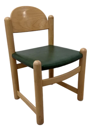 Hank Loewenstein Green Naugahyde and Oak Frame "Padova" Dining or Side Chair
