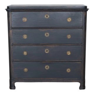 Swedish Painted Chest of Drawers with Brass Hardware, circa 1860 For Sale