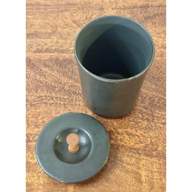 Ceramic Vintage Mid-Century Modern Studio Ceramic Lidded Jar - Slate Black For Sale - Image 7 of 7