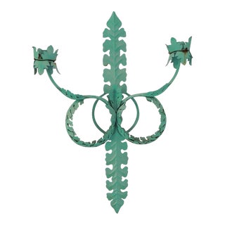 Aqua Green Large Wall Candle Sconce For Sale