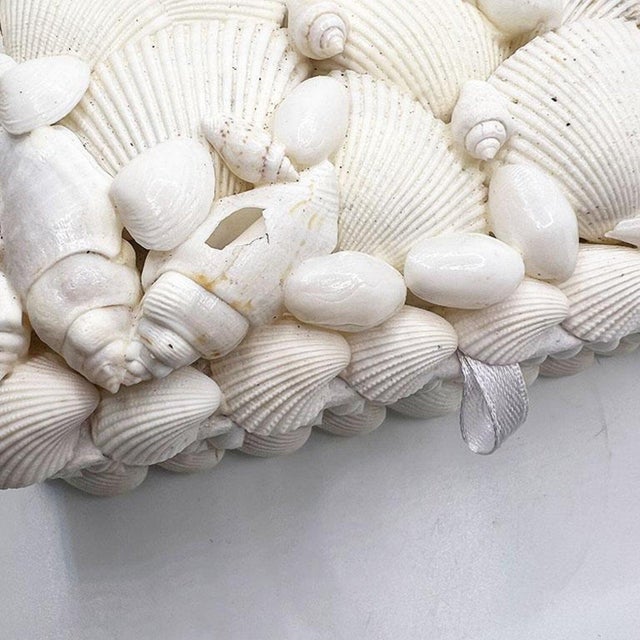 Vintage White Square Shell-Encrusted Trinket Box For Sale - Image 4 of 6