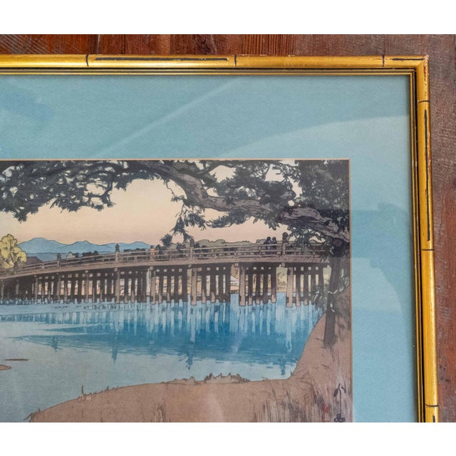 Paper 1930's Japanese Ukiyo-E Woodblock Print of Seta Bridge by Hiroshi Yoshida For Sale - Image 7 of 16
