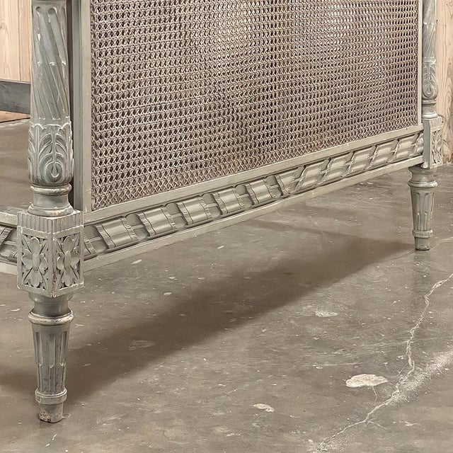 19th Century French Louis XVI Painted Cane Bed by Hopilliart & Leroy of Paris For Sale - Image 11 of 18