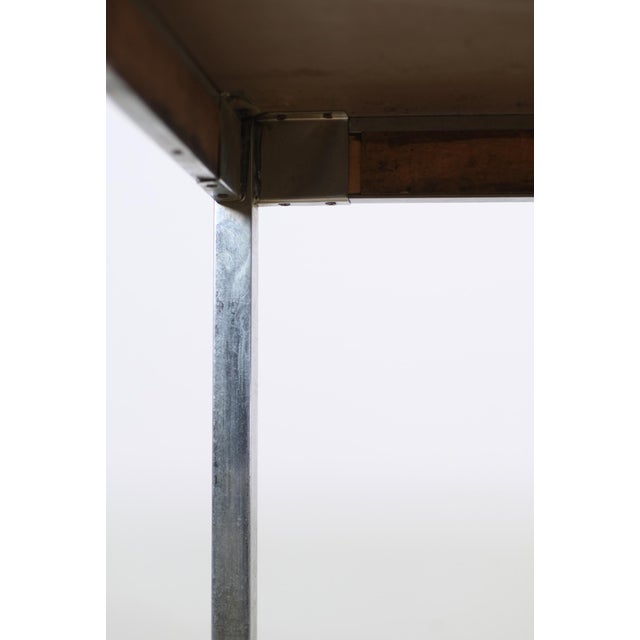 Brown Mid Century Modern Chromed Steel Mahogany Veneer Table For Sale - Image 8 of 8