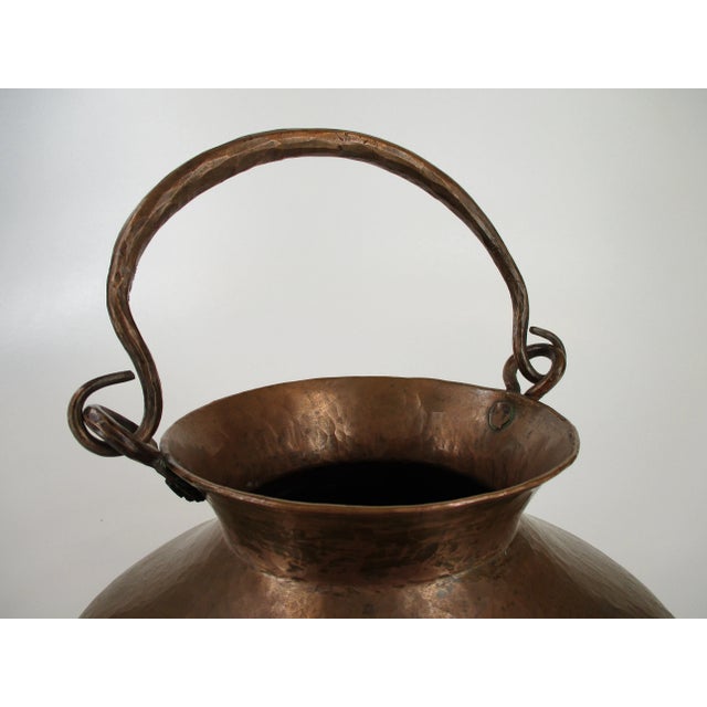 Metal Late 19th Century Antique Hand Raised Solid Copper Hand Hammered Vessel For Sale - Image 7 of 10