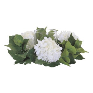 Hydrangea Candle Ring with Glass Hurricane (Set of 2) For Sale