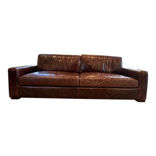 Restoration Hardware Leather Maxwell Sofa For Sale