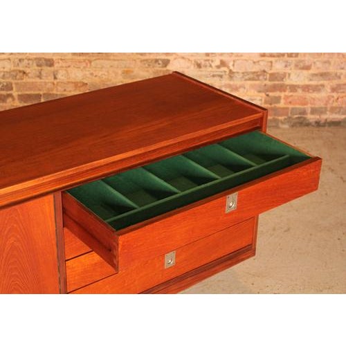 Green Mid-Century Teak Sideboard with Brushed Steel Handles by Robert Heritage for Archie Shine, 1960s For Sale - Image 8 of 15