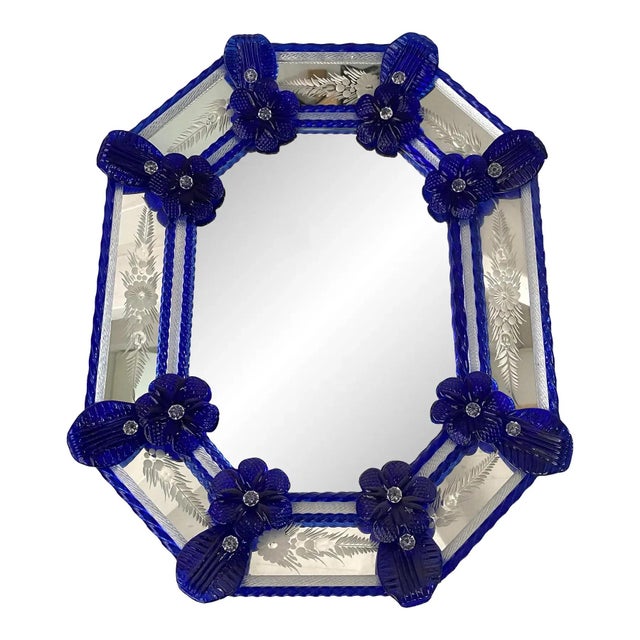 Italian Venetian Octagonal Murano Glass Wall Mirror by Simoeng For Sale - Image 9 of 9