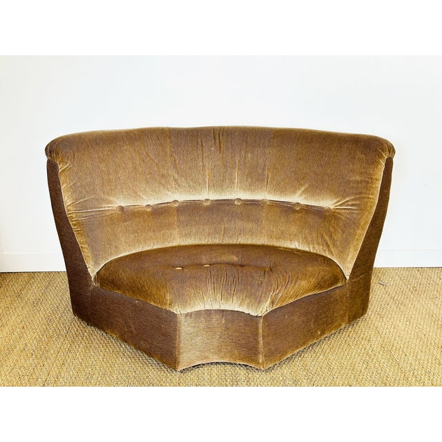 Brown Vintage Modular Velvet Sofas and Armchairs, 1960s, Set of 6 For Sale - Image 8 of 18