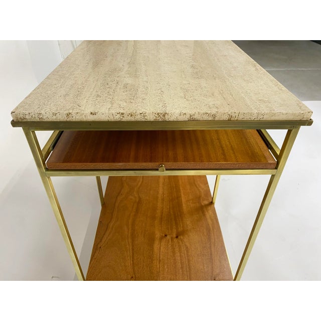 1950s Paul McCobb for Calvin Bar Cart With Travertine Top For Sale - Image 5 of 7