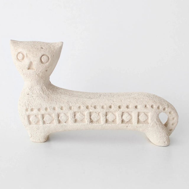 1950s 1950s Mid-Century Modern Bitossi Aldo Londi Ceramic Cat Scavo Figurine Italy For Sale - Image 5 of 11