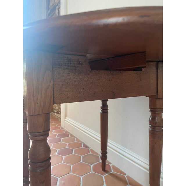 Brown Vintage Oak Drop-Leaf Side Table For Sale - Image 8 of 9