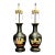 Early 20th Century Pair of French Neoclassical Black-Ground Porcelain Lamps Attributed to Samson For Sale