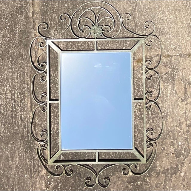 Crafted with timeless elegance, our Vintage Regency Monumental Wrought Iron Mirror embodies the grace and grandeur of...