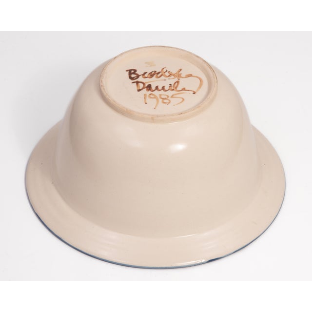 Davila Brodsky Rabbit Artworks 12" X 5.75" Art Pottery Hand Painted Bowl 1985 For Sale - Image 12 of 12