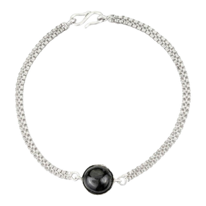Sterling Silver Bezel Set Black Star Cabochon Bracelet Gifts for Her