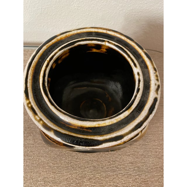Vintage Mid 20th Century Large Glazed Pottery Pot, Signed Campbell For Sale - Image 4 of 6