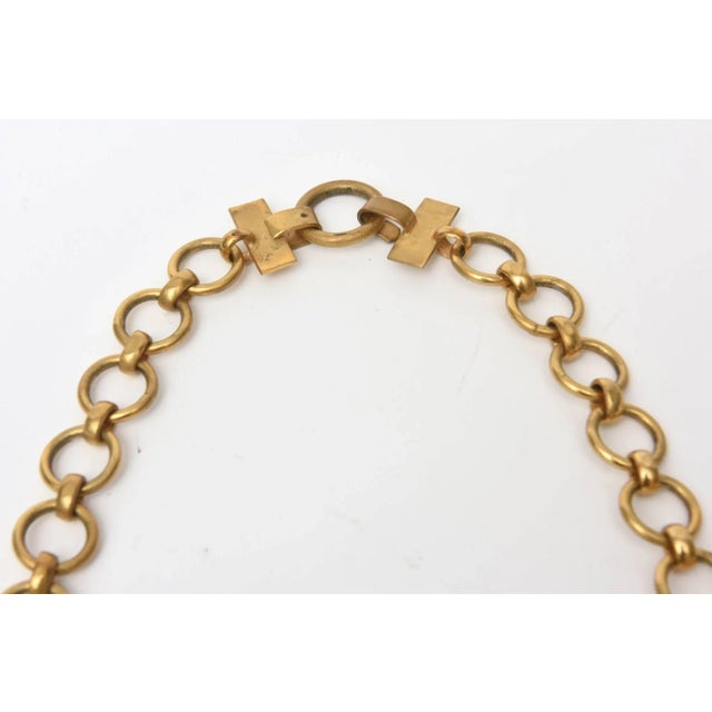 Modern Vintage Yves Saint Laurent Long Brass Link Chain Necklace 1970's For Sale - Image 3 of 9