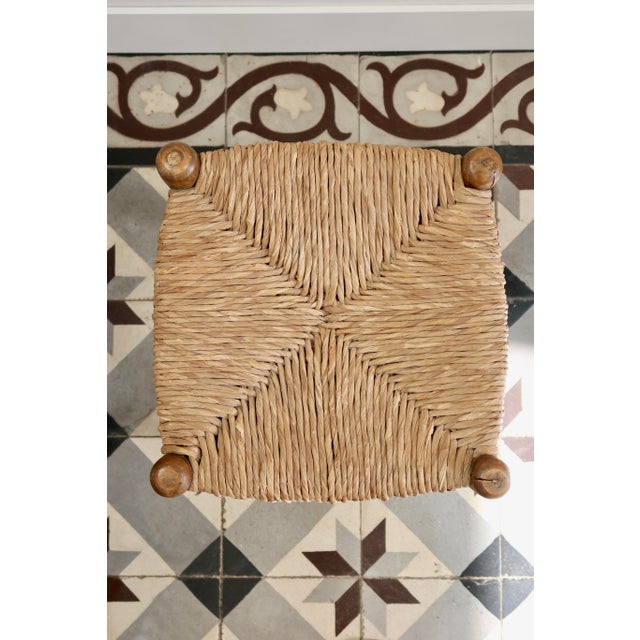 Vintage Low Stool in Wood and Straw, 1970s For Sale - Image 6 of 7