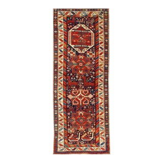 1980s Navy Blue Antique Kazak Runner For Sale