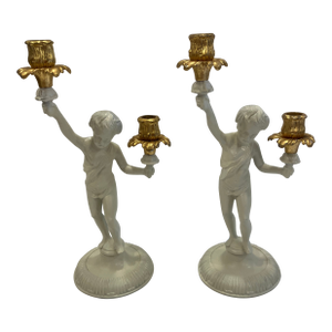 Pair of 1990s Painted Iron Figural Candelabras