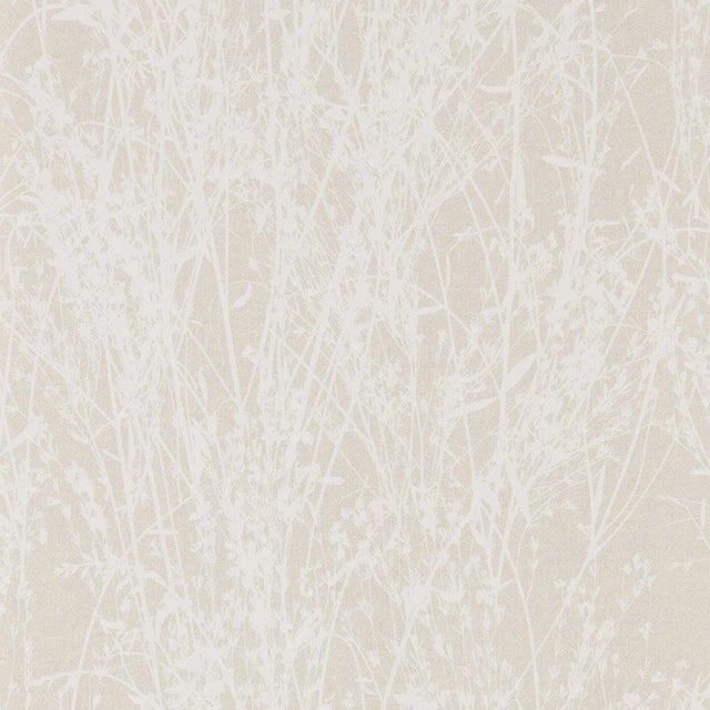 Sanderson Meadow Canvas Wallpaper in White/Parchment - a Sample For Sale