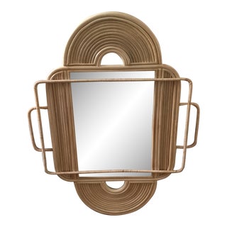 Anthropologie Sculpted Rattan Mirror For Sale