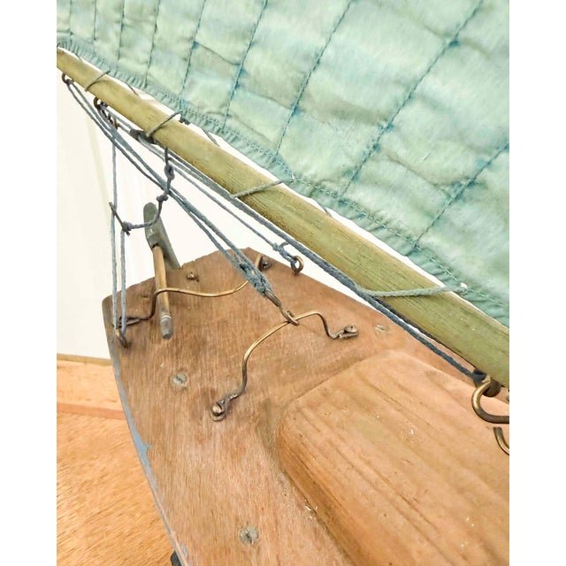 Nautical Carved Wooden Gaff Cutter Pond Yacht with original paint. England, circa 1940. For Sale - Image 3 of 11