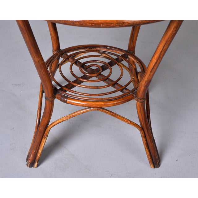 French Mid-Century Bent Rattan & Bamboo Side Table For Sale - Image 9 of 12