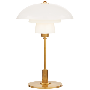 Thomas O'Brien for Visual Comfort Signature Whitman Desk Lamp in Hand-Rubbed Antique Brass with White Glass Shade