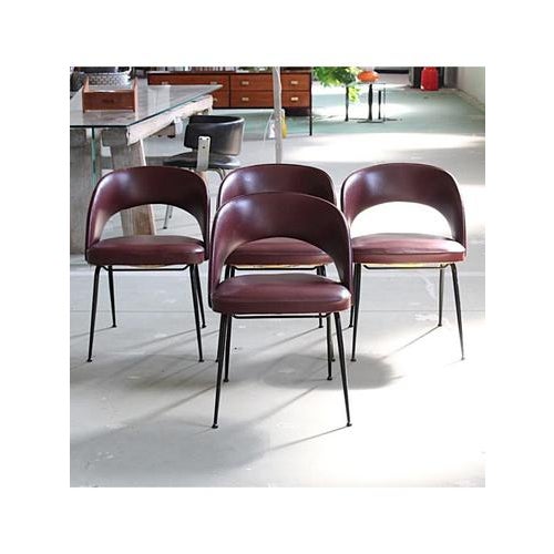 Burgundy Armchairs, 1950s, Set of 4 For Sale - Image 12 of 12