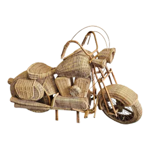 Vintage Wicker / Rattan Harley Davidson Motorcyle Life Size Statue