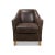 Eclectic Modern Leather Armchair with a coffee finish antiqued leather, with a+America oak legs and large nailhead trim...